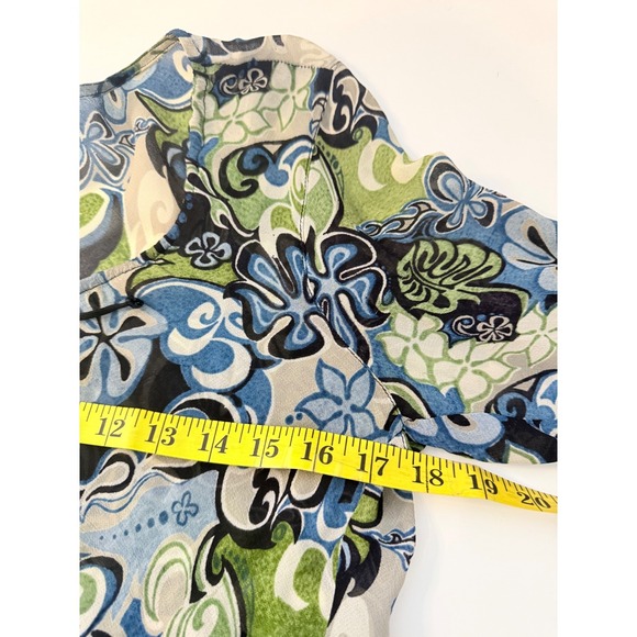 Y2K Charlotte Russe Floral Women Phoebe Buffay Green Blue Bell Sleeves Size L - Picture 6 of 11